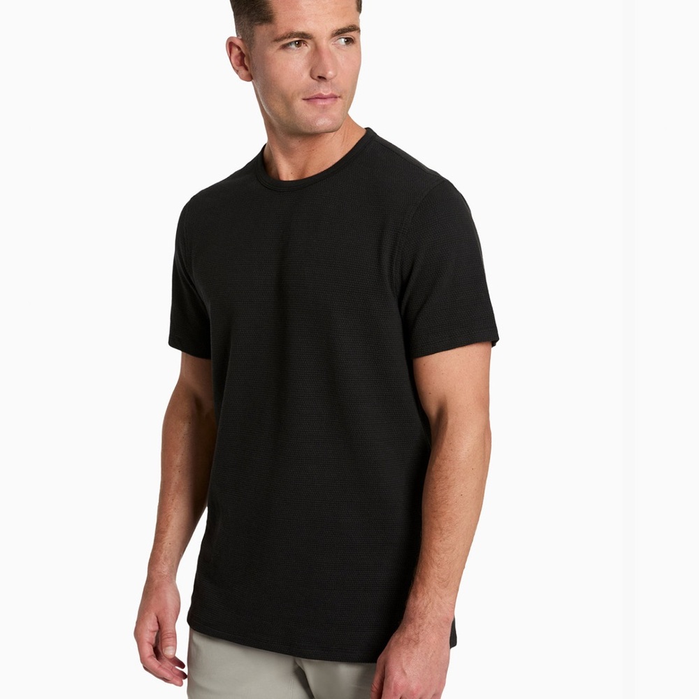 Kenneth Cole Men's Slim Fit Black Textured Short Sleeve Tee (S)
